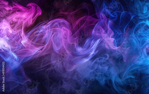Ethereal swirls of purple and blue smoke against a dark background.