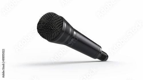 sleek black wireless microphone isolated on white background cutout concept illustrations