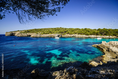 Cala Turqueta, turquoise waters, Ciutadella, Menorca, Balearic Islands, Spain, Europe. #818115087