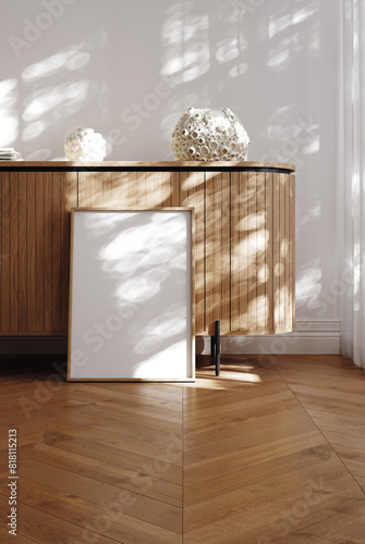 Contemporary modern home space, clean minimalist interior, frame mockup, 3d rendering © artjafara