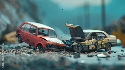 Small car accident macro mininature UHD wallpaper