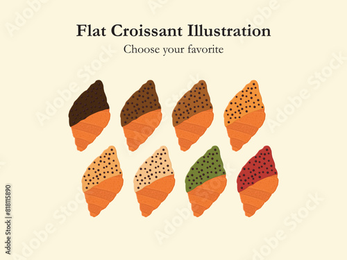 flat croissant viral cafe bakery cake snack idea event dessert food creative vector illustration fat