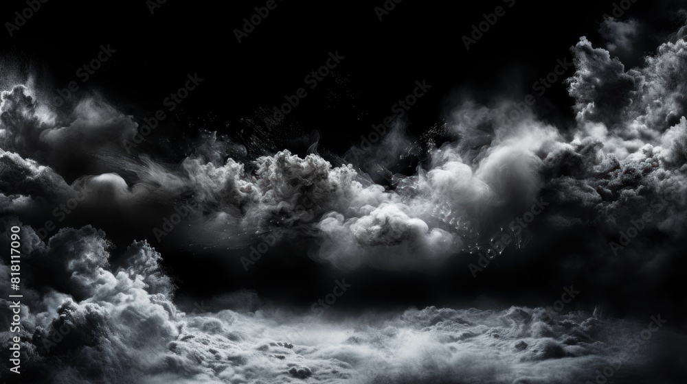 Obraz premium Dramatic Freeze Frame of White Powder Explosion in Dark Environment