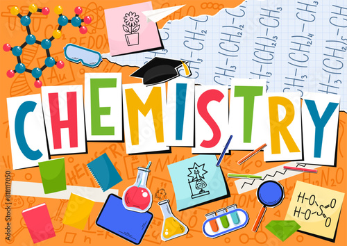 Chemistry. Education doodles and lettering.
