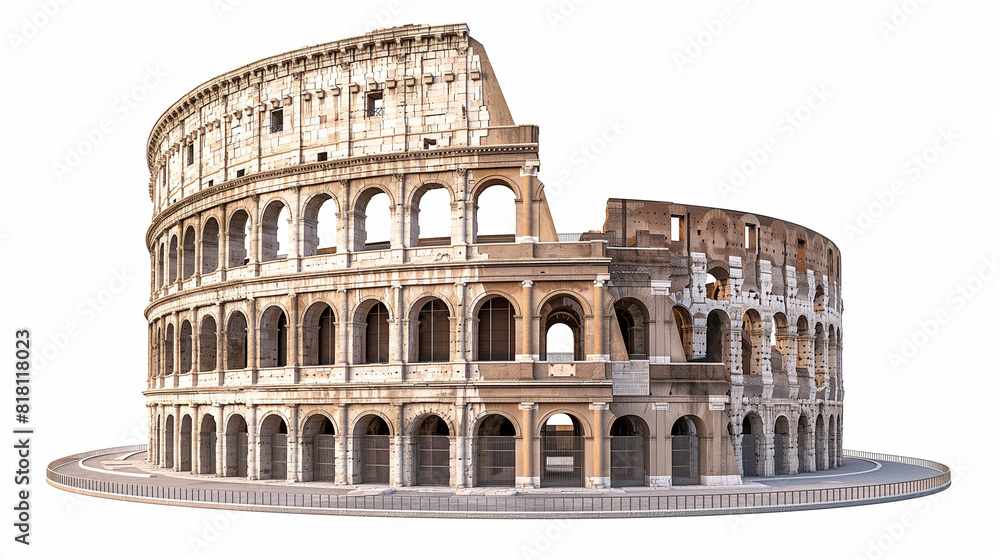 3D rendering of the Colosseum, an oval amphitheater in the center of Rome, Italy.