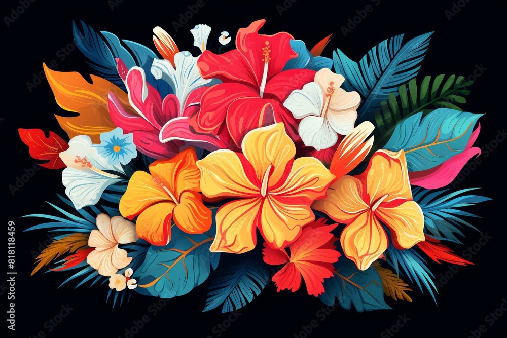 A bouquet of tropical flowers with bright colors. A bouquet of tropical flowers with bright colors.