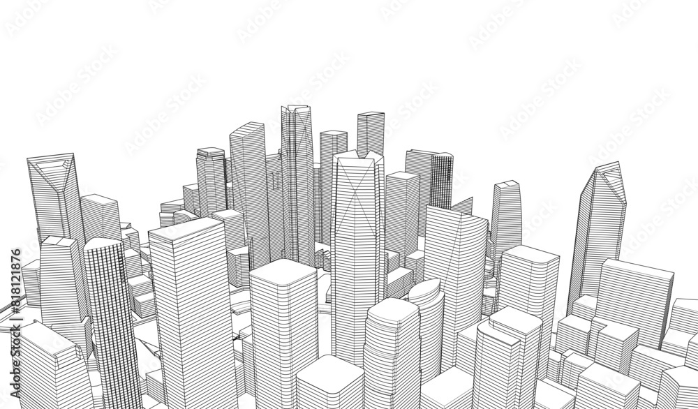 Modern city architecture 3d illustration Modern city architecture 3d illustration