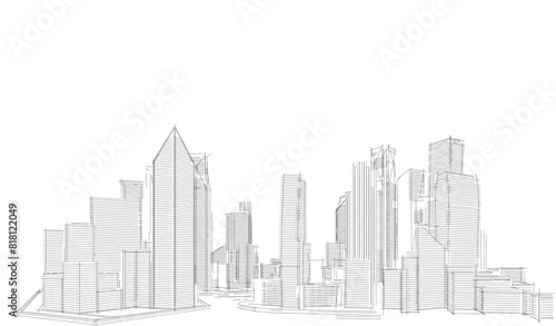 Modern city architecture 3d illustration