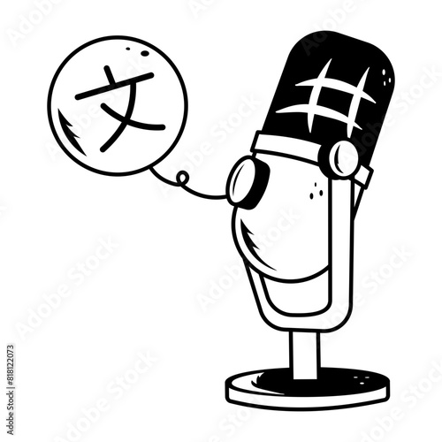 Handy doodle icon of an audio translator 