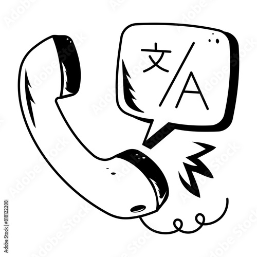 A well-designed doodle icon of call translator 