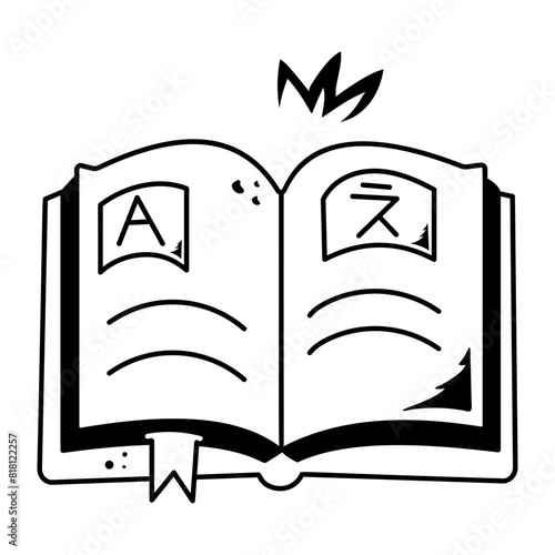 Grab this hand drawn icon of a language book 