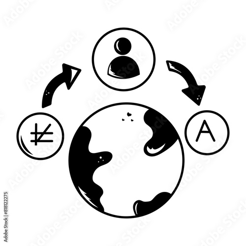 Check out doodle icon of international languages 