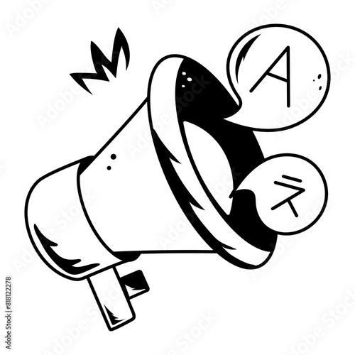 Easy to edit doodle icon of verbal translation 