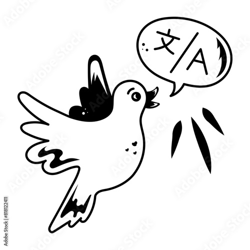 Handy doodle icon of language peace 