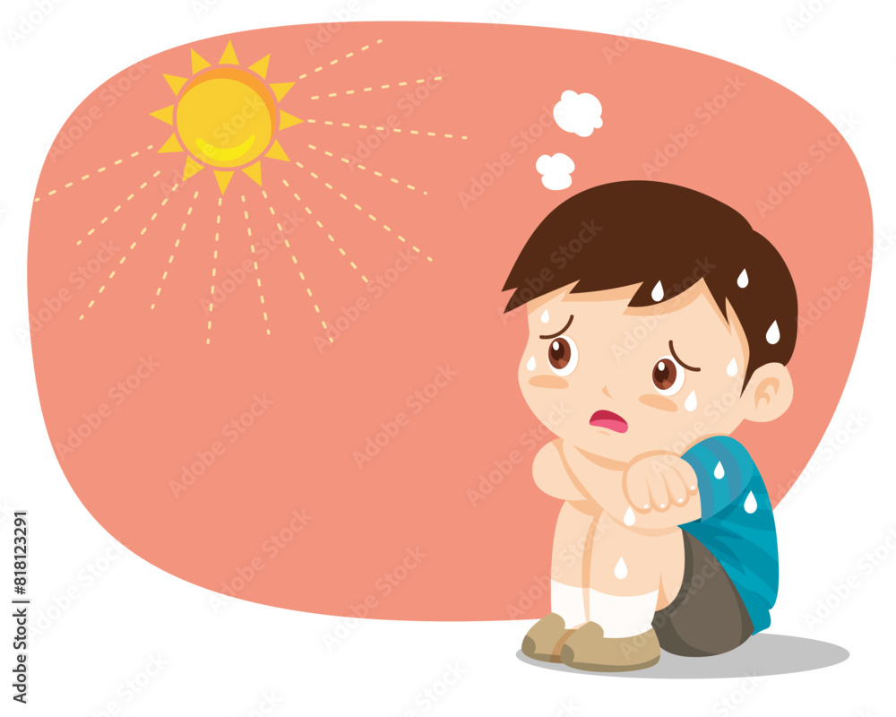 boy too hot thirsty from heat of the summer sun boy too hot thirsty from heat of the summer sun