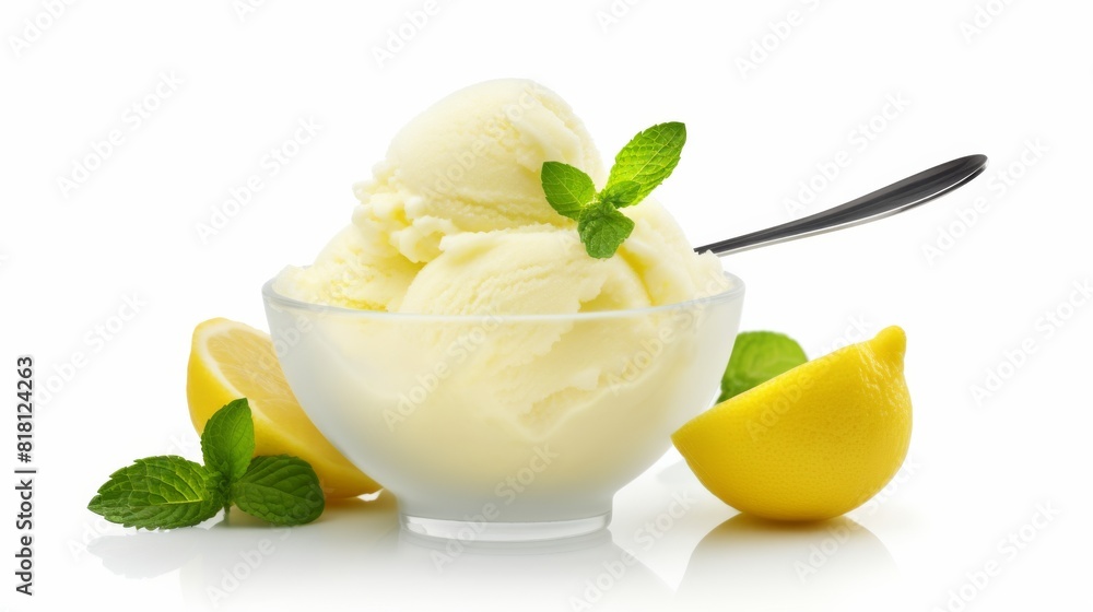 Bowl of Ice Cream and Lemons