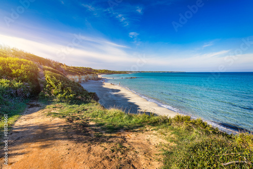 View of Baia dei Turchi, Puglia region, Italy. Turkish Bay (or Baia dei Turchi), this coast of Apulia is one of the most important ecosystems in Salento, Italy. Seacoast of Baia dei Turchi.