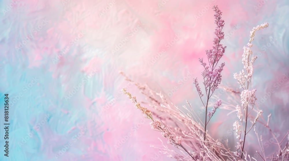 A bunch of flowers are in a vase on a pink background A bunch of flowers are in a vase on a pink background