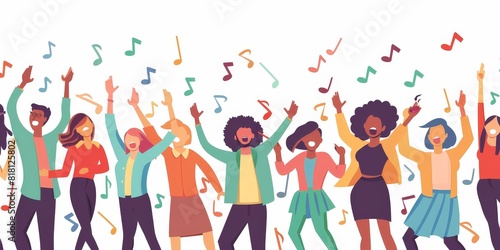 Group of happy diverse people dancing to the music  having fun at a party.