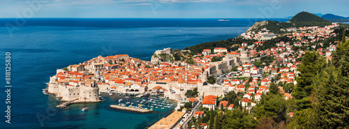 Dubrovnik a city in southern Croatia fronting the Adriatic Sea, Europe. Old city center of famous town Dubrovnik, Croatia. Picturesque view on Dubrovnik old town (medieval Ragusa) and Dalmatian Coast.