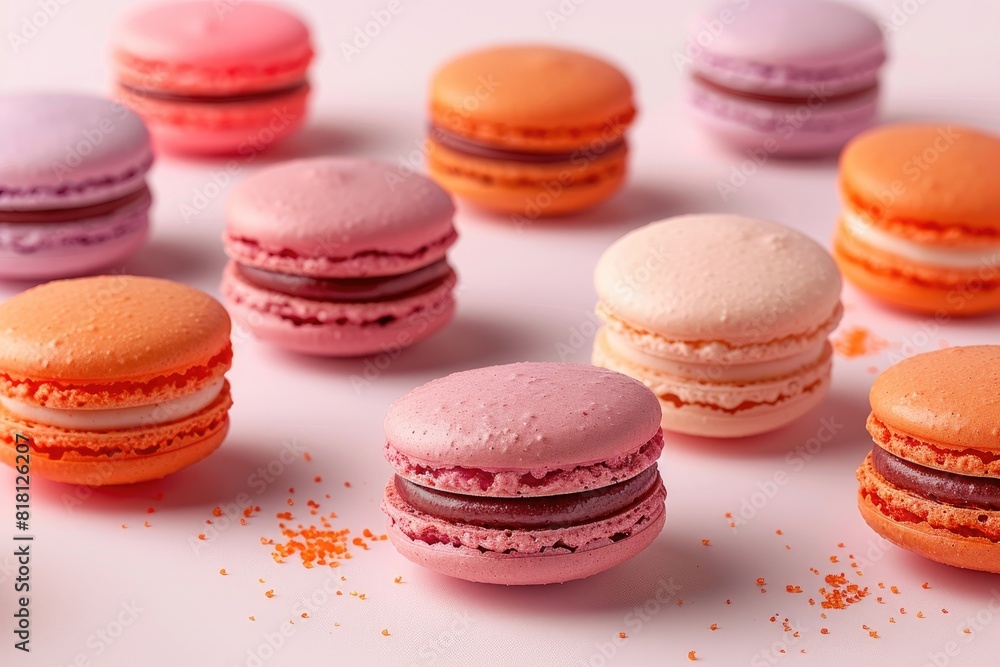 Fototapeta premium Various colorful sweet macarons professional advertising food photography