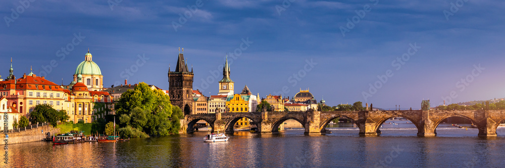 Charles Bridge sunset view of the Old Town pier architecture, Charles Bridge over Vltava river in Prague, Czechia. Old Town of Prague with Charles Bridge, Prague, Czech Republic. Charles Bridge sunset view of the Old Town pier architecture, Charles Bridge over Vltava river in Prague, Czechia. Old Town of Prague with Charles Bridge, Prague, Czech Republic.