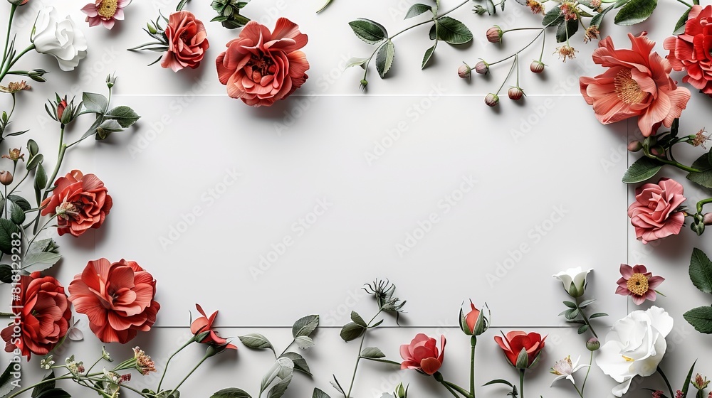 A white background with a red and white flower arrangement A white background with a red and white flower arrangement