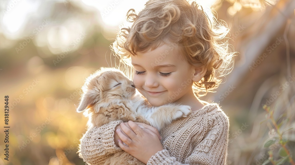 A young girl is holding a rabbit in her arms A young girl is holding a rabbit in her arms
