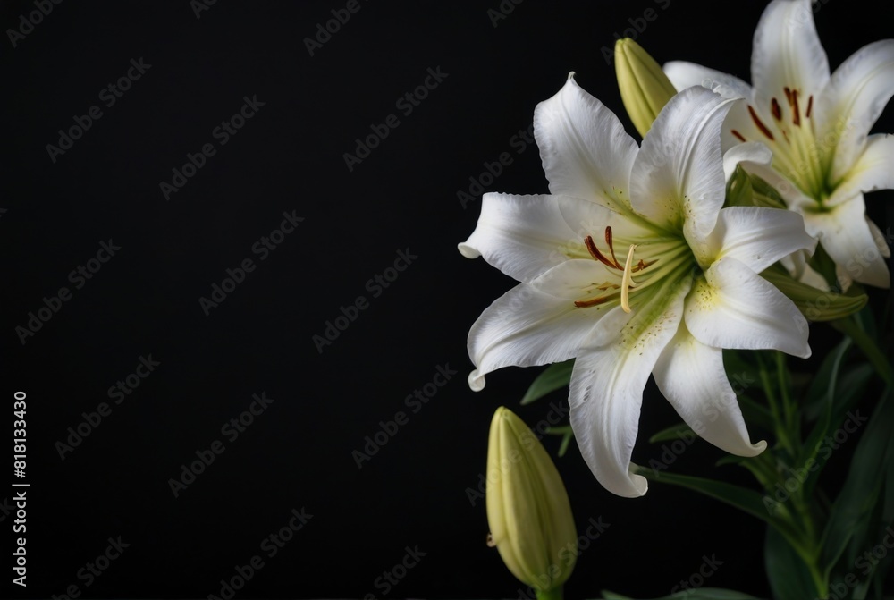 Fototapeta premium white lilies on a black background