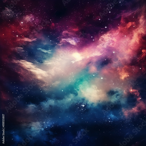 Abstract and Colorful space galaxy cloud nebula background wallpaper generative AI