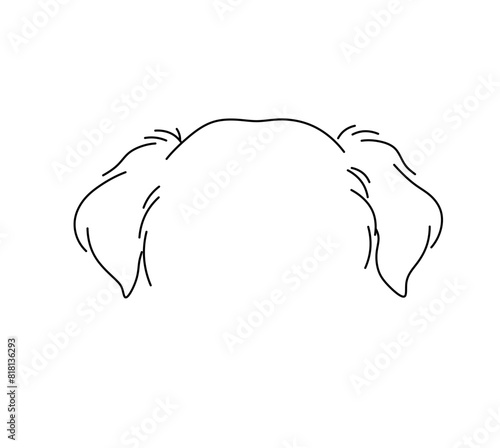 Vector isolated dog puppy top of the head with ears  colorless black and white contour line easy drawing