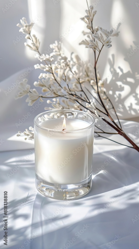 Clean pure color scene a glass crystal material aromatherapy candle Clean pure color scene a glass crystal material aromatherapy candle