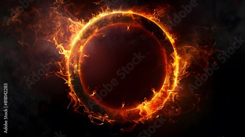 Realistic fire burning rings background