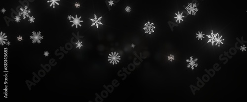 Billede på lærred Snowflakes - The winter background, falling snowflakes