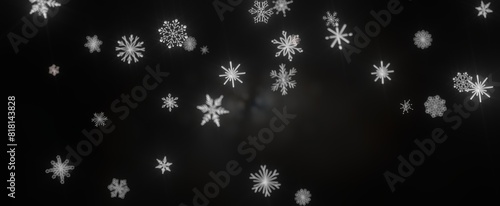 golden openwork shiny snowflakes  star  3D rendering.