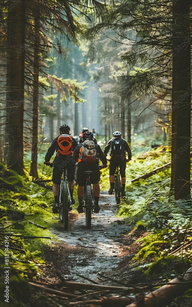 Mountain Biking, bicycle trekking over rough terrain, in the forest in the mountains, cycling, travel. , Cycling and Hiking Mountain Biking, bicycle trekking over rough terrain, in the forest in the mountains, cycling, travel. , Cycling and Hiking