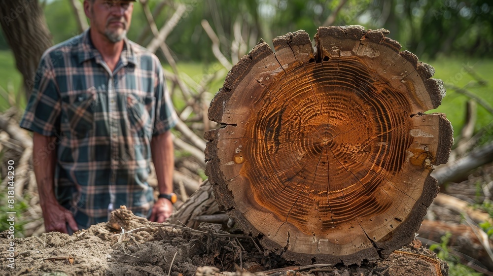 A large log with a brownish color and a circular shape A large log with a brownish color and a circular shape