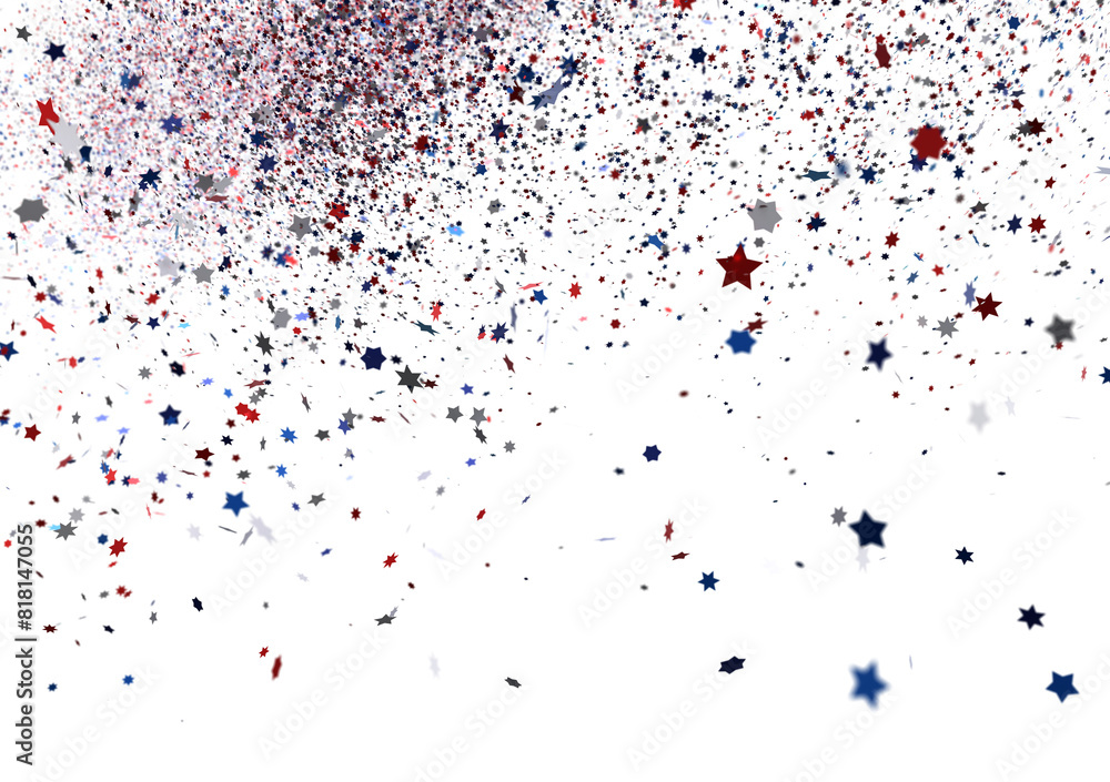 Festive background with confetti in the shape of stars in the color of the American flag. Festive background with confetti in the shape of stars in the color of the American flag.