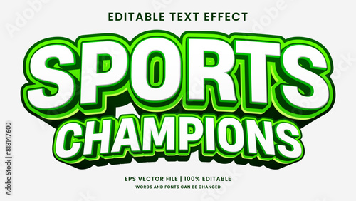 Sports champions 3d editable text effect