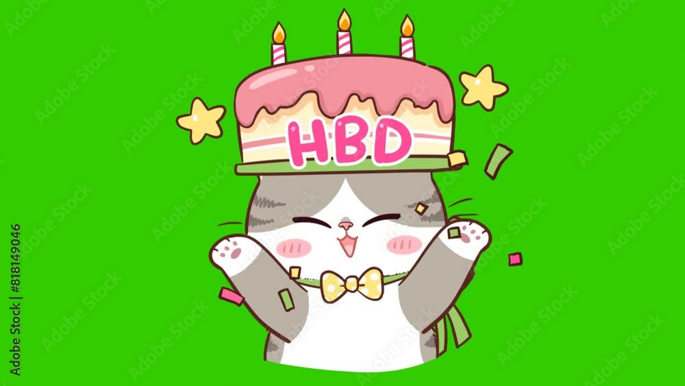 Birthday Celebration Kitten Animation - Green Screen Birthday Celebration Kitten Animation - Green Screen