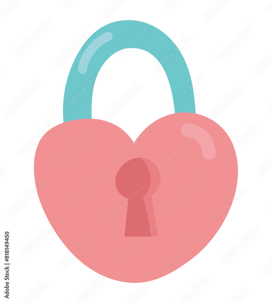 Heart shape padlock in flat design. Romance feeling symbol with keyhole. Vector illustration isolated. Heart shape padlock in flat design. Romance feeling symbol with keyhole. Vector illustration isolated.