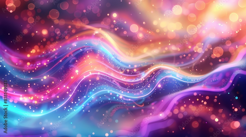 A vibrant dance of neon waves amidst a cosmic glitter A vibrant dance of neon waves amidst a cosmic glitter