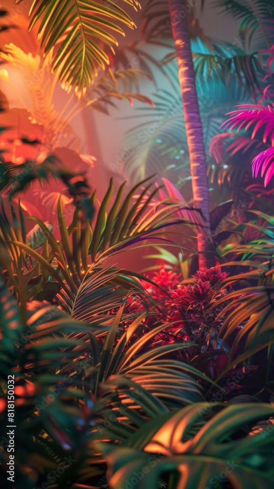 Picture of a tropical scene with palm trees