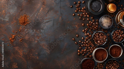 cup of coffee and coffee beans in a sack on dark background