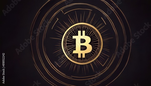 A sophisticated golden Bitcoin logo encapsulated in a circular design against a dark background, exuding elegance and modernity