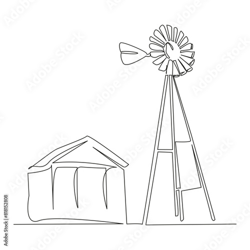 wooden windmill and barn