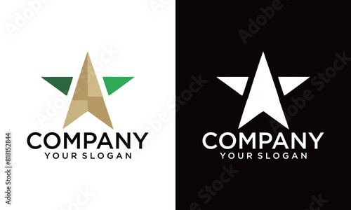 Creative arrow with north star logo vector icon illustration. modern style
