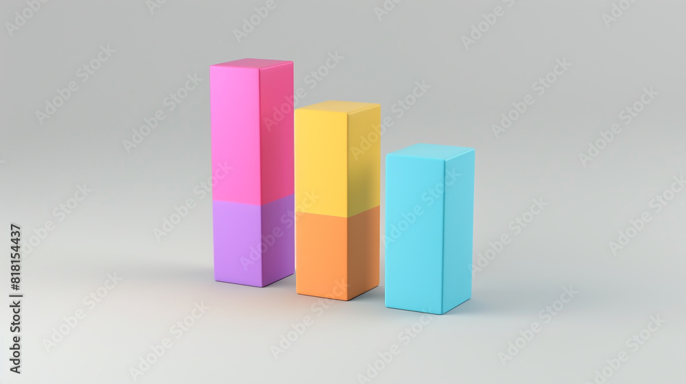 A basic bar chart featuring varied colors on a white backdrop. A basic bar chart featuring varied colors on a white backdrop.