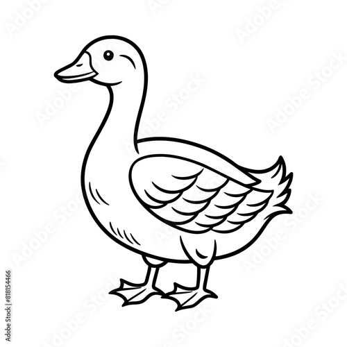 A Hand Drawn Duck Outline For Coloring Page