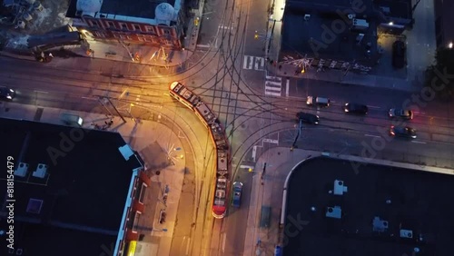 drone city view of a tramway photo